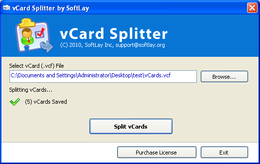 Split vCard Files screenshot