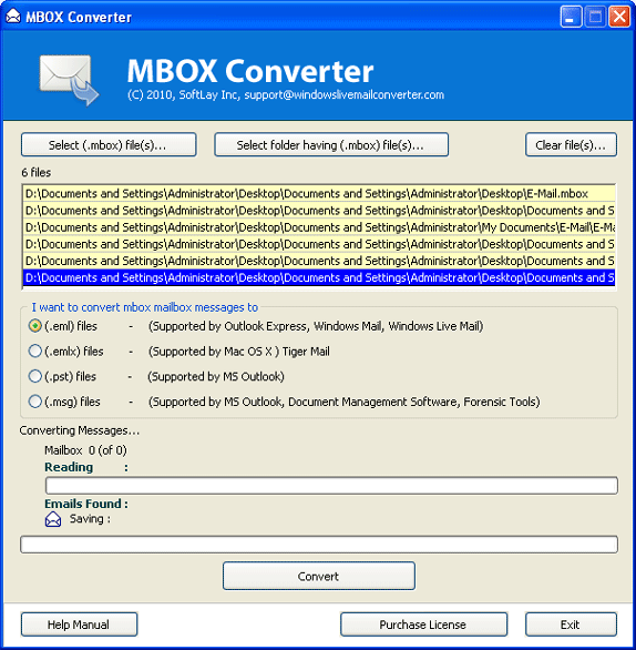 Thunderbird MBOX to Windows Live Mail screenshot