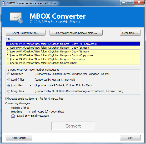 MBOX to Outlook screenshot