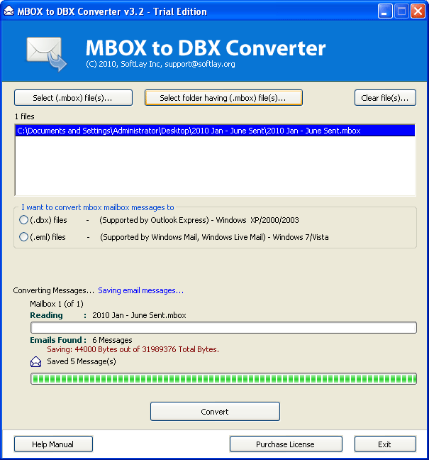 MBOX to DBX Converter Software screenshot